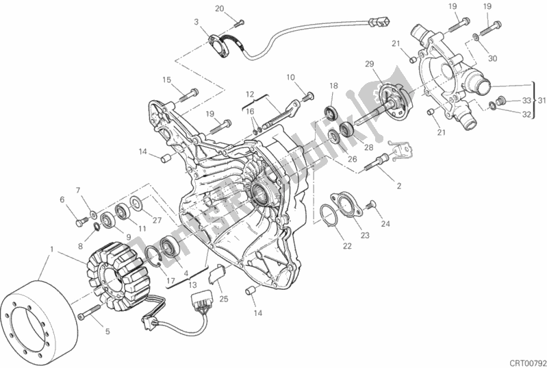 Toutes les pièces pour le Couvercle De Crnkcse Côté Pompe à Eau du Ducati Supersport USA 937 2019